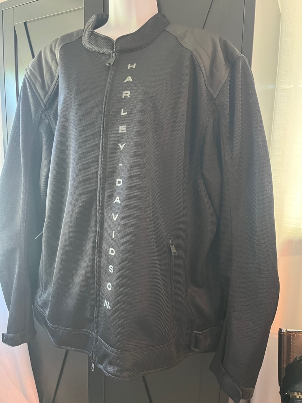 Harley-Davidson Black Men's Mesh Performance Riding Jacket with Vertical Logo